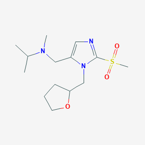 molecular formula C14H25N3O3S B4470938 N-methyl-N-[[2-methylsulfonyl-3-(oxolan-2-ylmethyl)imidazol-4-yl]methyl]propan-2-amine 