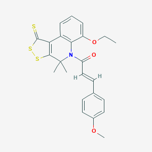 (E)-1-(6-ethoxy-4,4-dimethyl-1-sulfanylidenedithiolo[3,4-c]quinolin-5-yl)-3-(4-methoxyphenyl)prop-2-en-1-one