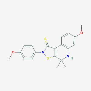 molecular formula C20H20N2O2S2 B447095 7-methoxy-2-(4-methoxyphenyl)-4,4-dimethyl-4,5-dihydro[1,2]thiazolo[5,4-c]quinoline-1(2H)-thione CAS No. 350994-91-1