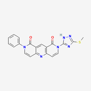 molecular formula C20H14N6O2S B4470958 2-[3-(METHYLSULFANYL)-1H-1,2,4-TRIAZOL-5-YL]-8-PHENYL-1H,2H,8H,9H-PYRIDO[4,3-B]1,6-NAPHTHYRIDINE-1,9-DIONE 