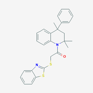 molecular formula C27H26N2OS2 B447099 1-[(1,3-Benzothiazol-2-ylsulfanyl)acetyl]-2,2,4-trimethyl-4-phenyl-1,2,3,4-tetrahydroquinoline CAS No. 298204-27-0