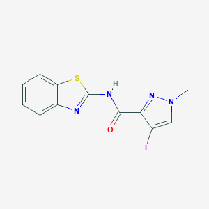 molecular formula C12H9IN4OS B447101 N-(1,3-benzothiazol-2-yl)-4-iodo-1-methyl-1H-pyrazole-3-carboxamide 