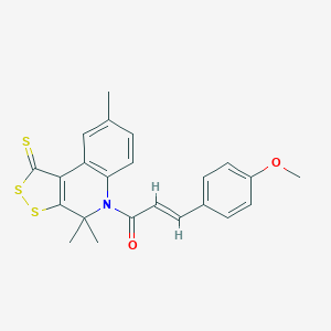 (E)-3-(4-methoxyphenyl)-1-(4,4,8-trimethyl-1-sulfanylidenedithiolo[3,4-c]quinolin-5-yl)prop-2-en-1-one