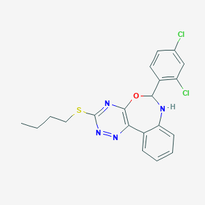 molecular formula C20H18Cl2N4OS B447104 3-(Butylsulfanyl)-6-(2,4-dichlorophenyl)-6,7-dihydro[1,2,4]triazino[5,6-d][3,1]benzoxazepine 