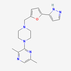 molecular formula C18H22N6O B4471059 2,5-dimethyl-3-(4-{[5-(1H-pyrazol-3-yl)-2-furyl]methyl}piperazin-1-yl)pyrazine 