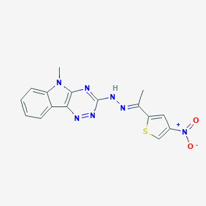 molecular formula C16H13N7O2S B447112 1-{4-nitro-2-thienyl}ethanone (5-methyl-5H-[1,2,4]triazino[5,6-b]indol-3-yl)hydrazone 