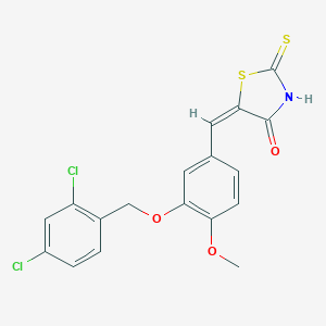 molecular formula C18H13Cl2NO3S2 B447115 5-{3-[(2,4-Dichlorobenzyl)oxy]-4-methoxybenzylidene}-2-thioxo-1,3-thiazolidin-4-one 