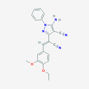 molecular formula C22H19N5O2 B447123 5-amino-3-[1-cyano-2-(4-ethoxy-3-methoxyphenyl)vinyl]-1-phenyl-1H-pyrazole-4-carbonitrile 