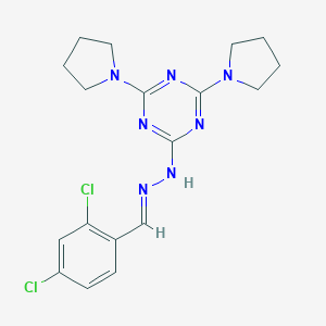 molecular formula C18H21Cl2N7 B447124 2,4-Dichlorobenzaldehyde [4,6-di(1-pyrrolidinyl)-1,3,5-triazin-2-yl]hydrazone 