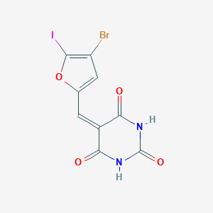 molecular formula C9H4BrIN2O4 B447129 5-[(4-bromo-5-iodo-2-furyl)methylene]-2,4,6(1H,3H,5H)-pyrimidinetrione 