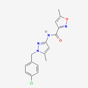 molecular formula C16H15ClN4O2 B4471293 N-[1-(4-chlorobenzyl)-5-methyl-1H-pyrazol-3-yl]-5-methyl-3-isoxazolecarboxamide 