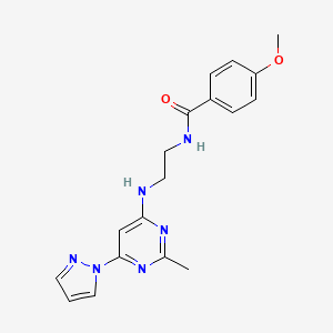 4-methoxy-N-(2-{[2-methyl-6-(1H-pyrazol-1-yl)-4-pyrimidinyl]amino}ethyl)benzamide