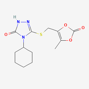 molecular formula C13H17N3O4S B4471323 4-cyclohexyl-5-{[(5-methyl-2-oxo-1,3-dioxol-4-yl)methyl]thio}-2,4-dihydro-3H-1,2,4-triazol-3-one 