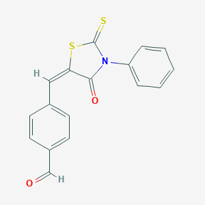 molecular formula C17H11NO2S2 B447134 4-[(4-Oxo-3-phenyl-2-thioxo-1,3-thiazolidin-5-ylidene)methyl]benzaldehyde 