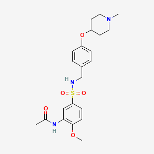 molecular formula C22H29N3O5S B4471382 N-{2-METHOXY-5-[({4-[(1-METHYLPIPERIDIN-4-YL)OXY]PHENYL}METHYL)SULFAMOYL]PHENYL}ACETAMIDE 