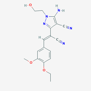 5-amino-3-[1-cyano-2-(4-ethoxy-3-methoxyphenyl)vinyl]-1-(2-hydroxyethyl)-1H-pyrazole-4-carbonitrile