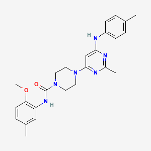 molecular formula C25H30N6O2 B4471482 N-(2-methoxy-5-methylphenyl)-4-{2-methyl-6-[(4-methylphenyl)amino]-4-pyrimidinyl}-1-piperazinecarboxamide 