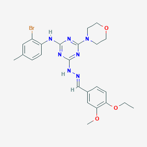 molecular formula C24H28BrN7O3 B447149 4-Ethoxy-3-methoxybenzaldehyde [4-(2-bromo-4-methylanilino)-6-(4-morpholinyl)-1,3,5-triazin-2-yl]hydrazone 