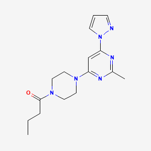 molecular formula C16H22N6O B4471494 4-(4-butyryl-1-piperazinyl)-2-methyl-6-(1H-pyrazol-1-yl)pyrimidine 