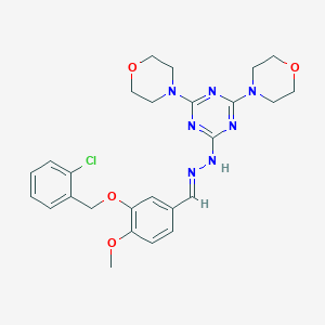 molecular formula C26H30ClN7O4 B447152 3-[(2-Chlorobenzyl)oxy]-4-methoxybenzaldehyde [4,6-di(4-morpholinyl)-1,3,5-triazin-2-yl]hydrazone 