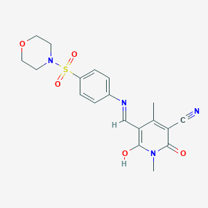 molecular formula C19H20N4O5S B447153 1,4-Dimethyl-5-{[4-(4-morpholinylsulfonyl)anilino]methylene}-2,6-dioxo-1,2,5,6-tetrahydro-3-pyridinecarbonitrile 