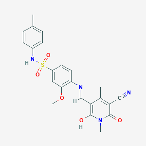 4-{[(5-cyano-1,4-dimethyl-2,6-dioxo-1,6-dihydro-3(2H)-pyridinylidene)methyl]amino}-3-methoxy-N-(4-methylphenyl)benzenesulfonamide