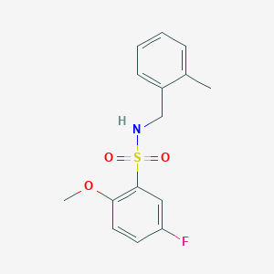 molecular formula C15H16FNO3S B4471551 5-FLUORO-2-METHOXY-N-[(2-METHYLPHENYL)METHYL]BENZENE-1-SULFONAMIDE 