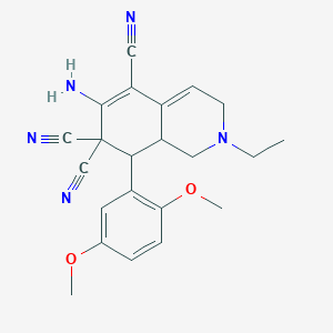 6-Amino-8-(2,5-dimethoxyphenyl)-2-ethyl-1,3,8,8a-tetrahydroisoquinoline-5,7,7-tricarbonitrile