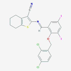 2-({2-[(2,4-Dichlorobenzyl)oxy]-3,5-diiodobenzylidene}amino)-4,5,6,7-tetrahydro-1-benzothiophene-3-carbonitrile