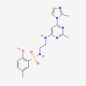 molecular formula C19H24N6O3S B4471686 2-methoxy-5-methyl-N-(2-{[2-methyl-6-(2-methyl-1H-imidazol-1-yl)-4-pyrimidinyl]amino}ethyl)benzenesulfonamide 