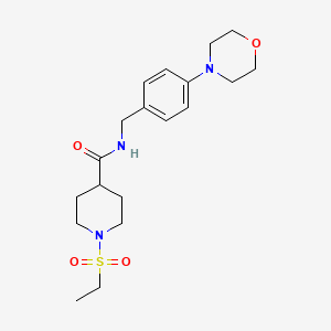 molecular formula C19H29N3O4S B4471704 1-(ETHANESULFONYL)-N-{[4-(MORPHOLIN-4-YL)PHENYL]METHYL}PIPERIDINE-4-CARBOXAMIDE 