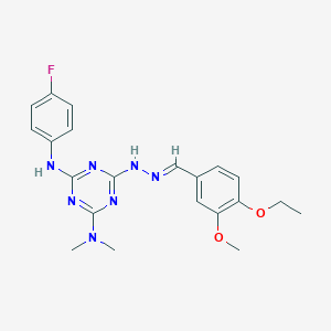 4-Ethoxy-3-methoxybenzaldehyde [4-(dimethylamino)-6-(4-fluoroanilino)-1,3,5-triazin-2-yl]hydrazone