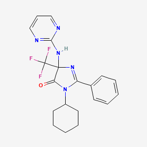 molecular formula C20H20F3N5O B4471774 3-cyclohexyl-2-phenyl-5-(2-pyrimidinylamino)-5-(trifluoromethyl)-3,5-dihydro-4H-imidazol-4-one 