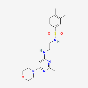 molecular formula C19H27N5O3S B4471798 3,4-dimethyl-N-(2-{[2-methyl-6-(4-morpholinyl)-4-pyrimidinyl]amino}ethyl)benzenesulfonamide 