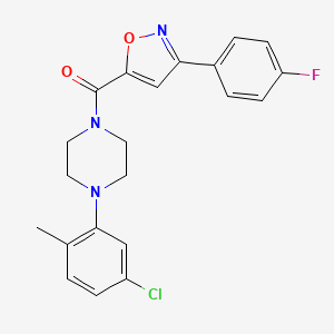 molecular formula C21H19ClFN3O2 B4471816 1-(5-CHLORO-2-METHYLPHENYL)-4-[3-(4-FLUOROPHENYL)-1,2-OXAZOLE-5-CARBONYL]PIPERAZINE 