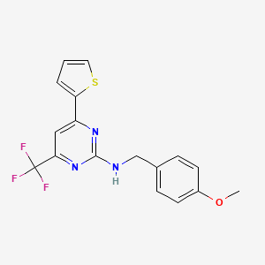 N-[(4-METHOXYPHENYL)METHYL]-4-(THIOPHEN-2-YL)-6-(TRIFLUOROMETHYL)PYRIMIDIN-2-AMINE