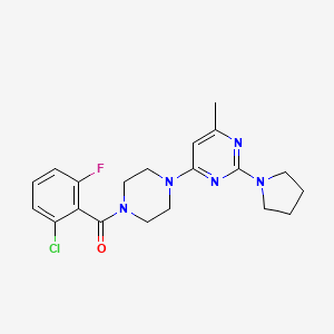 molecular formula C20H23ClFN5O B4471947 4-[4-(2-CHLORO-6-FLUOROBENZOYL)PIPERAZIN-1-YL]-6-METHYL-2-(PYRROLIDIN-1-YL)PYRIMIDINE 