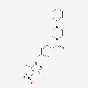 molecular formula C23H25N5O3 B447196 1-[4-({4-nitro-3,5-dimethyl-1H-pyrazol-1-yl}methyl)benzoyl]-4-phenylpiperazine 