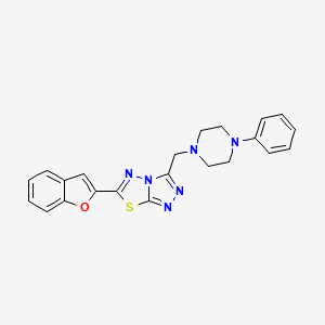 molecular formula C22H20N6OS B4472019 6-(1-benzofuran-2-yl)-3-[(4-phenyl-1-piperazinyl)methyl][1,2,4]triazolo[3,4-b][1,3,4]thiadiazole 