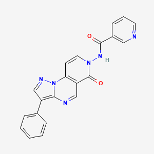 molecular formula C21H14N6O2 B4472060 N-(6-oxo-3-phenylpyrazolo[1,5-a]pyrido[3,4-e]pyrimidin-7(6H)-yl)nicotinamide 