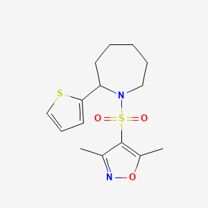 molecular formula C15H20N2O3S2 B4472066 1-[(3,5-Dimethyl-1,2-oxazol-4-YL)sulfonyl]-2-(thiophen-2-YL)azepane 