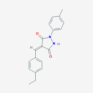 molecular formula C19H18N2O2 B447207 4-(4-Ethylbenzylidene)-1-(4-methylphenyl)-3,5-pyrazolidinedione 
