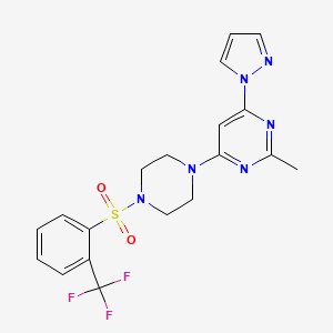 molecular formula C19H19F3N6O2S B4472100 2-methyl-4-(1H-pyrazol-1-yl)-6-(4-{[2-(trifluoromethyl)phenyl]sulfonyl}-1-piperazinyl)pyrimidine 