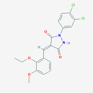 molecular formula C19H16Cl2N2O4 B447213 1-(3,4-Dichlorophenyl)-4-(2-ethoxy-3-methoxybenzylidene)-3,5-pyrazolidinedione 