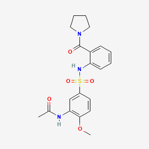 N-(2-METHOXY-5-{[2-(PYRROLIDINE-1-CARBONYL)PHENYL]SULFAMOYL}PHENYL)ACETAMIDE