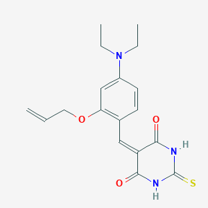 molecular formula C18H21N3O3S B447218 5-[4-(diethylamino)-2-(prop-2-en-1-yloxy)benzylidene]-2-thioxodihydropyrimidine-4,6(1H,5H)-dione 