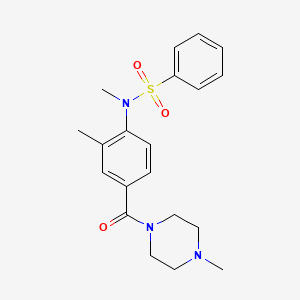 molecular formula C20H25N3O3S B4472291 N-methyl-N-[2-methyl-4-(4-methylpiperazine-1-carbonyl)phenyl]benzenesulfonamide 