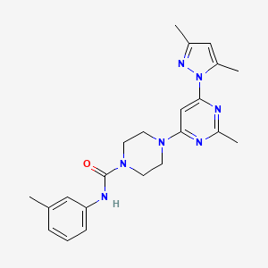 molecular formula C22H27N7O B4472300 4-[6-(3,5-dimethyl-1H-pyrazol-1-yl)-2-methyl-4-pyrimidinyl]-N-(3-methylphenyl)-1-piperazinecarboxamide 