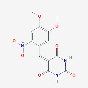 molecular formula C13H11N3O7 B447234 5-(4,5-dimethoxy-2-nitrobenzylidene)pyrimidine-2,4,6(1H,3H,5H)-trione 