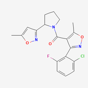 molecular formula C19H17ClFN3O3 B4472396 3-(2-Chloro-6-fluorophenyl)-5-methyl-4-[2-(5-methyl-1,2-oxazol-3-YL)pyrrolidine-1-carbonyl]-1,2-oxazole 